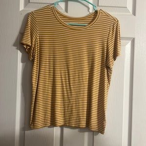 American Eagle yellow and white striped T-shirt